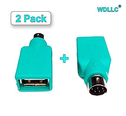 USB Female to Ps2 PS/2 Male Mouse Keyboard Pc Computer Converter Adapter Plug (2 Pack) - WDLLC