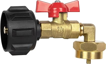 GASPRO Upgraded Propane Refill Adapter with Valve, Fill 1 lb Bottles from 20 lb Tank, 90-Degree Elbow Design, Easy to Use, Solid Brass