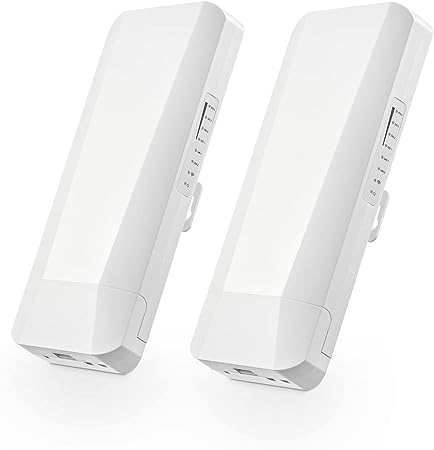 Outdoor Wireless Bridge, Point to Point WiFi Bridge, 5.8GHz 1-3KM Distance, 2X 100Mbps Ethernet Port, 24V PoE Adapter, 2 Pack