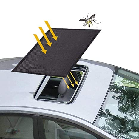 Car Sunroof Sunshade, Sunroof Sun Shade Universal Car Roof Cover with Magnetic Breathable Mesh for Anti Mosquito Screens UV Protection, All Years (21.6 x 37.4 inches)