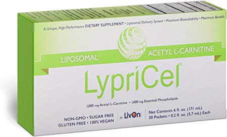 LypriCel Liposomal Acetyl L-Carnitine – 30 Packets – 1,000 mg Acetyl L-Carnitine & Essential Phospholipids Per Packet – Liposome Encapsulated for Maximum Bioavailability – 100% Non-GMO