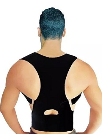Faburo Adjustable Back Brace for Posture Correction and Back Pain Support - NEW Added Under-Arm Cushion Support - UNISEX Black