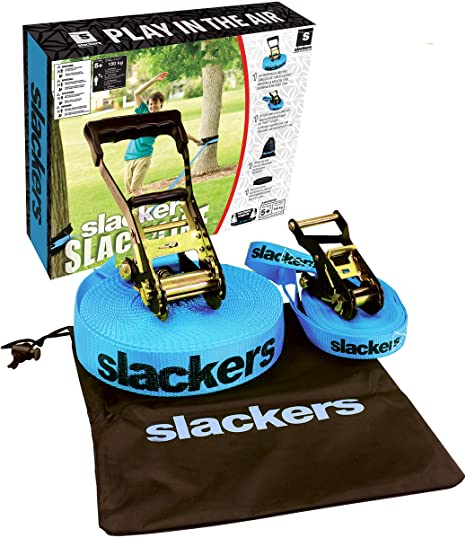 Slackers 50-Feet Slackline Classic Set with Bonus Teaching Line, Assorted Color…