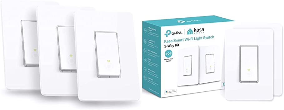Kasa Smart Single Pole Light Switch by TP-Link (HS200P3), 3-Pack & 3-Way Light Switch Kit by TP-Link (HS210 KIT) - Neutral Wire and 2.4GHz Wi-Fi Connection Required, 2-Pack