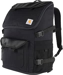 Carhartt 35L Nylon Workday Backpack, Durable Water-Resistant Pack with 15" Laptop Sleeve, Black, One Size