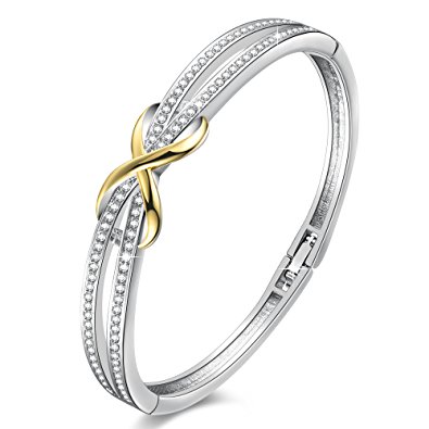 "Forever and Ever"Infinity Bangle Bracelet with Cubic Zirconia Angelady Birthday Anniversary Wedding Gift