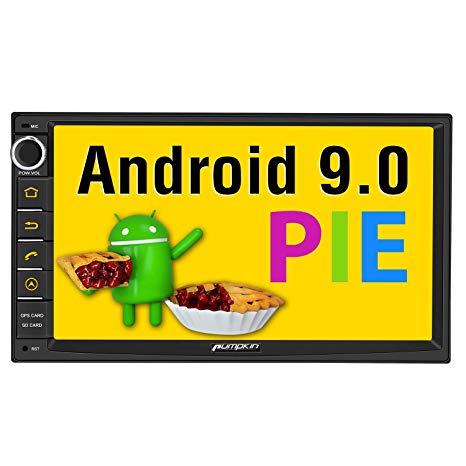 PUMPKIN Android 9.0 Car Stereo Double Din with GPS, WiFi, Android Auto, Support Fastboot, Backup Camera, AUX, USB/SD, 7 inch Touch Screen