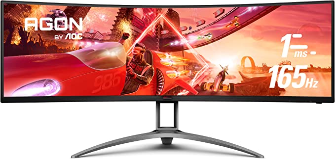 Agon AG493UCX2 Super Wide Curved Gaming Monitor, Dual QHD 5120x1440, 165Hz 1ms, FreeSync Premium, DisplayHDR 400, USB-C Docking & KVM, Height-Adjustable