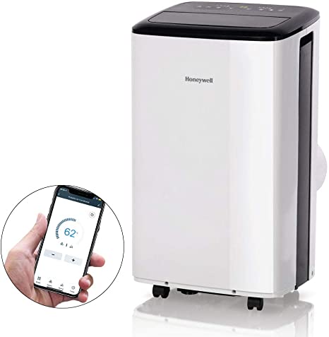 Honeywell HF0CESVWK6 10,000 BTU Smart Wi-Fi Portable Air Conditioner, Rooms up to 450 sq. ft, Black/White