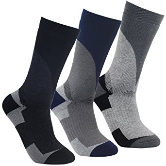 Men's Hiking Socks - YUEDGE 3 Pairs Wicking Anti Blister Cushion Medium Socks For Outdoor Hiking Trekking Backpacking