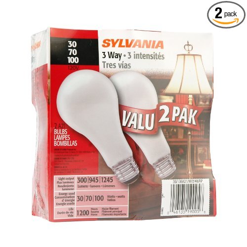 Sylvania 3 Way 30/70/100 Incandescent Light Bulb 2 Pack