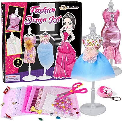 100  Piece Fashion Designer Kits for Girls Kids Fashion Design Studio Kit with 2 Mannequins Preteen Birthday Christmas Gifts