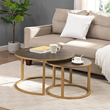 FirsTime & Co.® Gold Hayes Nesting Coffee Table 2-Piece Set, American Designed, Gold, 27.5 x 27.5 x 16 inches