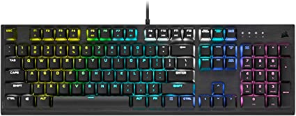 Corsair K60 RGB PRO LOW PROFILE Mechanical Gaming Keyboard (CHERRY MX Low Profile SPEED Keyswitches: Linear and Rapid, Slim Durable Aluminum Frame, Customisable RGB Backlighting) QWERTY, Black