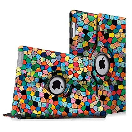 Fintie Apple iPad 2/3/4 Case - 360 Degree Rotating Stand Smart Case Cover for iPad with Retina Display (iPad 4th Generation), the new iPad 3 & iPad 2 (Automatic Wake/Sleep Feature) - Mosaic