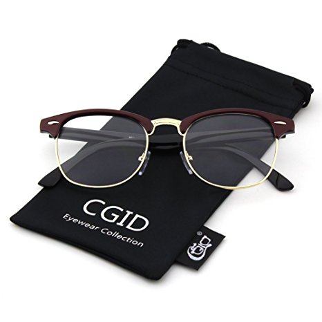 Happy Store CN56 Vintage Inspired Classic Horn Rimmed Nerd Wayfarers UV400 Clear Lens Glasses