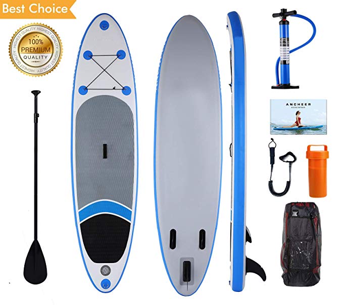 Kepteen Inflatable Stand Up Paddle Board (6 inches Thick) 10'' SUP Boards, with Full SUP Accessories Adjustable Paddle, Leash, Hand Pump and Backpack
