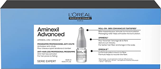 L'Oréal Professionnel Aminexil Advanced Anti-Hair Loss Activator Treatment for Fuller Hair, 42 x 6 ml