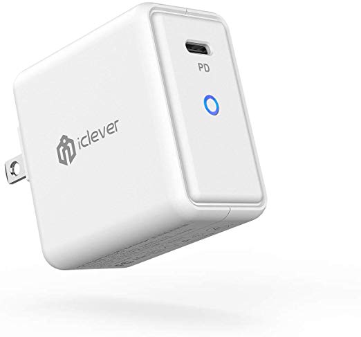 iClever USB C Charger, 61W Type C Wall Charger with GaN Tech, PD 3.0 Fast Charging Block for iPhone 11/Pro/Max/XR/XS/X, MacBook Pro/Air, Dell XPS, iPad Pro 2018, Galaxy, Google Pixel and More, White