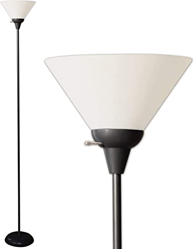 Floor Lamp by Light Accents - UK Specifications - Mary Floor Lamp for Living Rooms - Standing lamp - Pole Light - Torchiere Floor Lamp - Bedroom Floor Lamp - Black