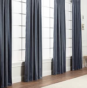 Chanasya Premium 2-Panel Blackout Velvet Curtains - Classy & Solid Drapes for Living Room or Bedroom - 52" x 63" - Slate Blue