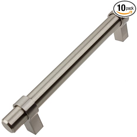 GlideRite Hardware 4007-128-SS-10 5 inch Cc Stainless steel Solid Euro bar Pulls 10 Pack