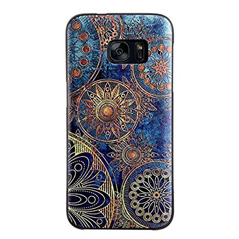 NEXCURIO Samsung Galaxy S7 Case [Free Tempered Glass Screen Protector], Colorful Painting Soft TPU Bumper Case Silicon Cover Anti-Scratch Shock Proof for Samsung Galaxy S7 - Golden Gear