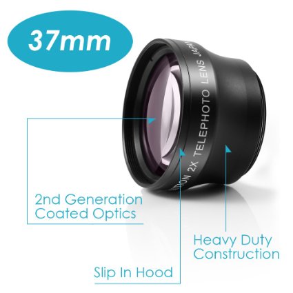 Neewer® 37mm Telephoto Lens 2X PROFESSIONAL HD For Cameras & Camcorders with 37mm Lens Filter Thread