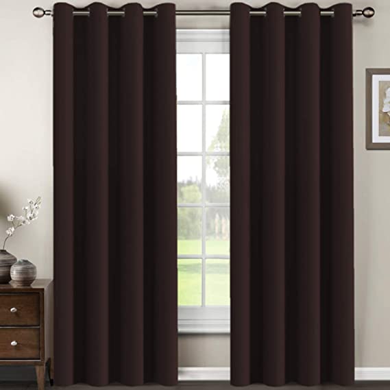 H.VERSAILTEX Premium Blackout Curtains for Living Room 84 Inches Length, Blackout Curtains for Bedroom Thermal Insulated Drapes - Chocolate Brown
