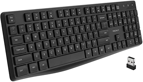 Macally 2.4G USB Wireless Keyboard for Laptop or Computer - Full Size Keyboard with Numeric Keypad & 13 Shortcut Keys - for Windows Devices with USB Port - Simple & Easy to Use PC Keyboard Wireless