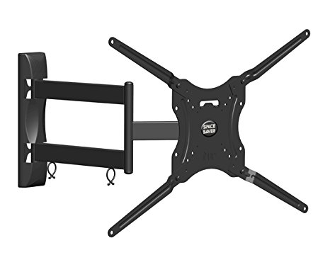 Space Saver 60564 Full Motion Wall Mount for Flat Panel TV, Black