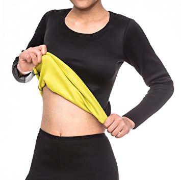 ValentinA Womens Body Shapers Long T-shirt Slimming Neoprene Vest Weight Loss Hot Sweat Shirt