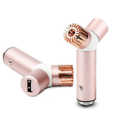 Car Air Purifier,Anion Car Charger,OSCOO Ionic Air Purifier,Car Air Freshener,Removes Dust Smoke,Bacteria,Odor,QC 3.0 Phone Charging Available for Your Auto(Rose Gold)