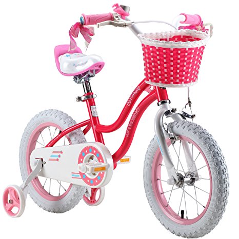 RoyalBaby Stargirl Girl's Bike with Training Wheels and Basket, Perfect Gift for Kids. 12 Inch, 14 Inch, 16 Inch, Blue / Pink