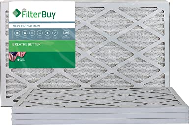 FilterBuy 15x25x1 MERV 13 Pleated AC Furnace Air Filter, (Pack of 4 Filters), 15x25x1 – Platinum