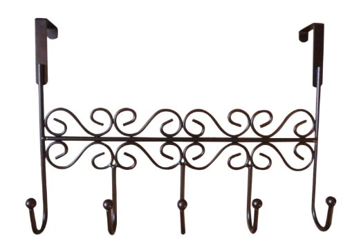 Rbenxia Over the Door 5 Hanger Rack - Decorative Metal Hanger Holder for Home Office Use
