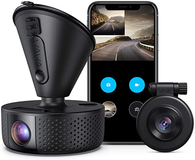 Dual Dash cam VAVA Dual 1920x1080P FHD Front and Rear Dash Camera 2560x1440P Single Front for Cars with Wi-Fi and Night Vision Parking Mode G-sensor WDR Loop recording, Support 128GB Max