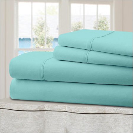 Ideal Linens Bed Sheet Set - Velvety Double Brushed Microfiber Bedding - Hotel Quality - Comfortable, Breathable and Soft - 4 Piece (King, Baby Blue)