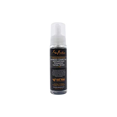 Shea Moisture African Black Soap Bamboo Charcoal Detoxifying Foaming Facial Wash for Unisex, 7.8 Ounce