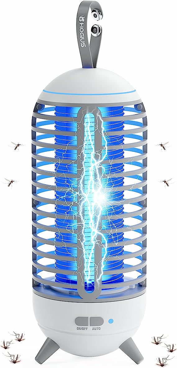 Cordless Bug Zapper Outdoor & Fly Zapper Indoor & Wireless Mosquito Zapper Portable Camping Bug Zapper Fly Trap 2500mAh Bug Zapper Electric Trap Ideal for Fly Traps (White)