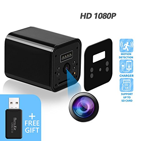 Hidden Camera - JAKIELAX Spy Camera Adapter- 1080P HD USB Charger Camera with Motion Detection and Loop Recording Free Flash Transfer Stick for Protection and Surveillance of Your Home and Office
