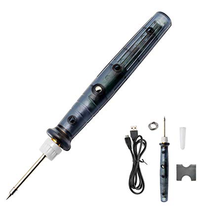 BicycleStore Pen Soldering Iron, 5V 8W USB Welding Tools Portable Small Iron Solder Electric Fast Cooling & Heating Soldering Irons Tips Auto-Sleep Setting with Indicator Light for DIY PCB