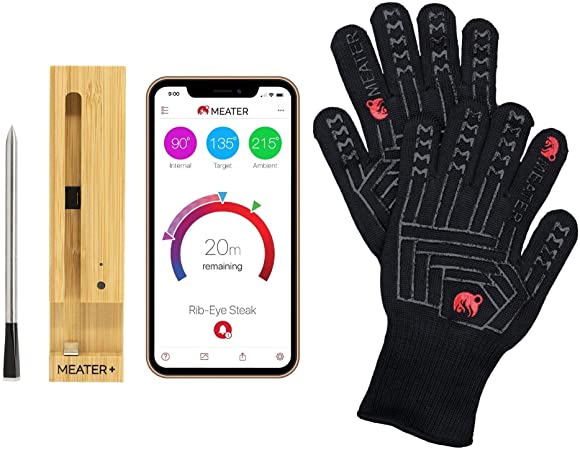 The Grillmaster Bundle | BBQ Mitts with MEATER Plus 165ft Wireless Bluetooth Meat Thermometer