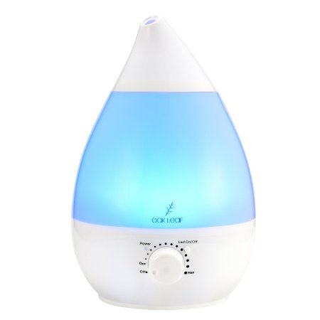 Essential Oil Diffuser Electric,Oak Leaf 2.4L Multi-Color Cool Mist Ultrasonic Humidifier,Large Capacity,12  hours Mist Time,7 Color LED Lights,Waterless Auto Shut-Off