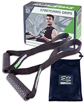 Stretching Grips by EverStretch: Premium Stretching Equipment for Athletes. Stretch Straps to Reach Impossible Positions Without Discomfort. Great for Physical Therapy and Rehabilitation Exercises.