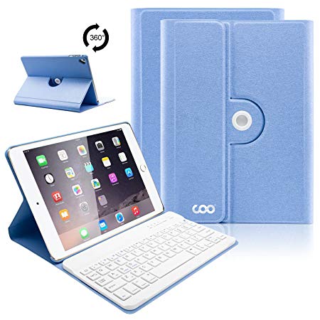iPad Keyboard Case 9.7 for New 2018 iPad 6th Gen/iPad Pro 2017/iPad Air 2/iPad Air, 360 Rotatable/Wireless Bluetooth/Apple Tablet Slim Cover/Smart Auto Sleep-Wake (Sky Blue)