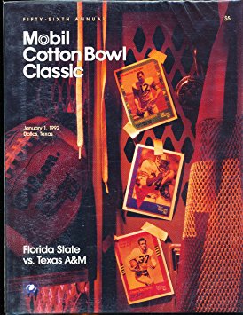 1992 Cotton Bowl Football Program Florida State vs Texas Aamp;M