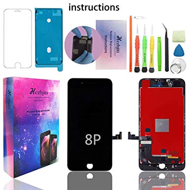 Hezbjiti Screen Replacement Compatible for iPhone 8 Plus Glass Display 3D Touch with Repair Tools Kit Screws and Protector Waterproof Repair Adhensive LCD Display Digitizer Assembly Black