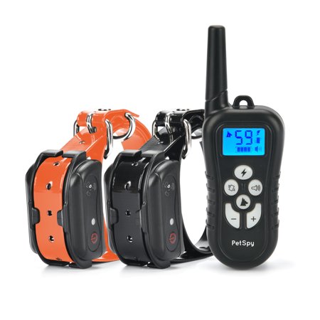 PetSpy Dual Dog Training Shock Collar for 2 Dogs with Beep, Vibration and Electric Shocking, Rechargeable and Waterproof E-Collar Remote Trainer