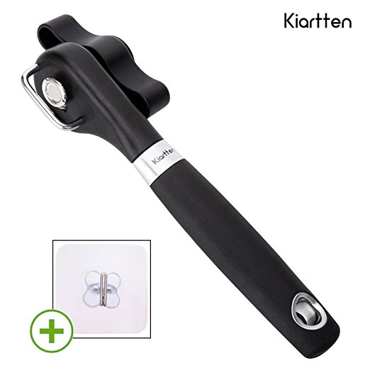 *Flash sale* Can Opener with a Hook from Kiartten Opens Cans Easily, Professional Portable Smooth Edge Cutting, Leaves No Sharp Edges Manual Ergonomic Anti-Slip Handles Stainless SteelGreat Gift Idea Always Safely Opens Cans